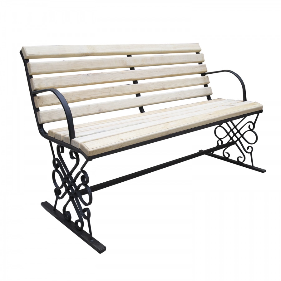 Bench with back, 10 beams (with forged elements)