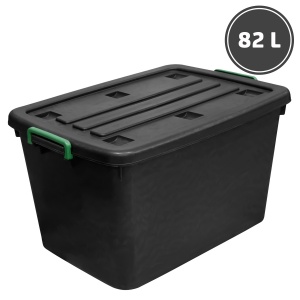 Baskets, boxes, containers Container with a lid on wheels, black (82 l.)