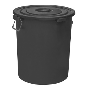 Plastic trash cans Garbage can with lid, black (90 l.)