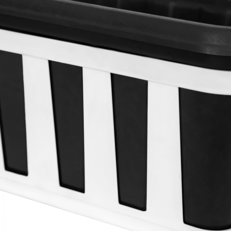 Гүл отырғызатын тіктөртбұрышты ыдыс М, паллетпен Страйп, қара