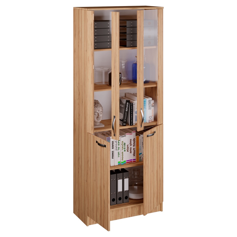 Стеллаж полузакрытый КУЛ-124 (со стеклом) в цвете люкс