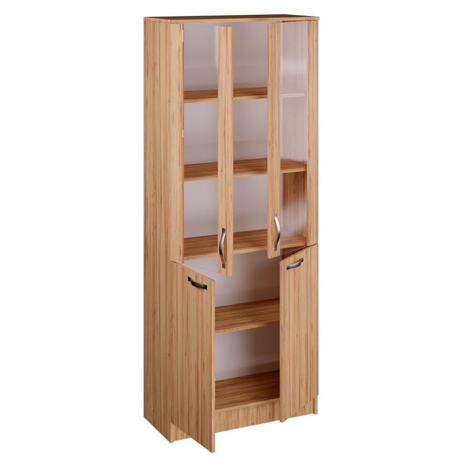 Стеллаж полузакрытый КУЛ-124 (со стеклом) в цвете люкс