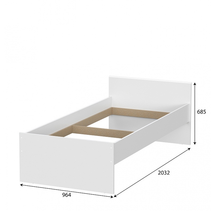Модульная система Токио Кровать одинарная (0,9*2,0) Белый текстурный