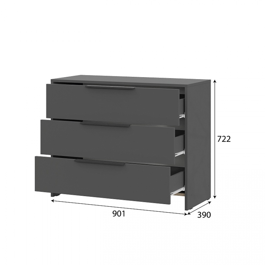 Модульная система Камелия 1 Комод 3 ящика (Серия 2) Графит серый