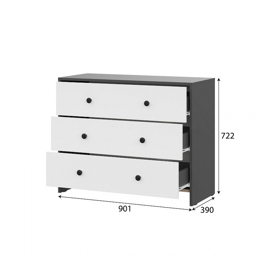 Модульная система Дольче Комод 3 ящика Графит/Белый