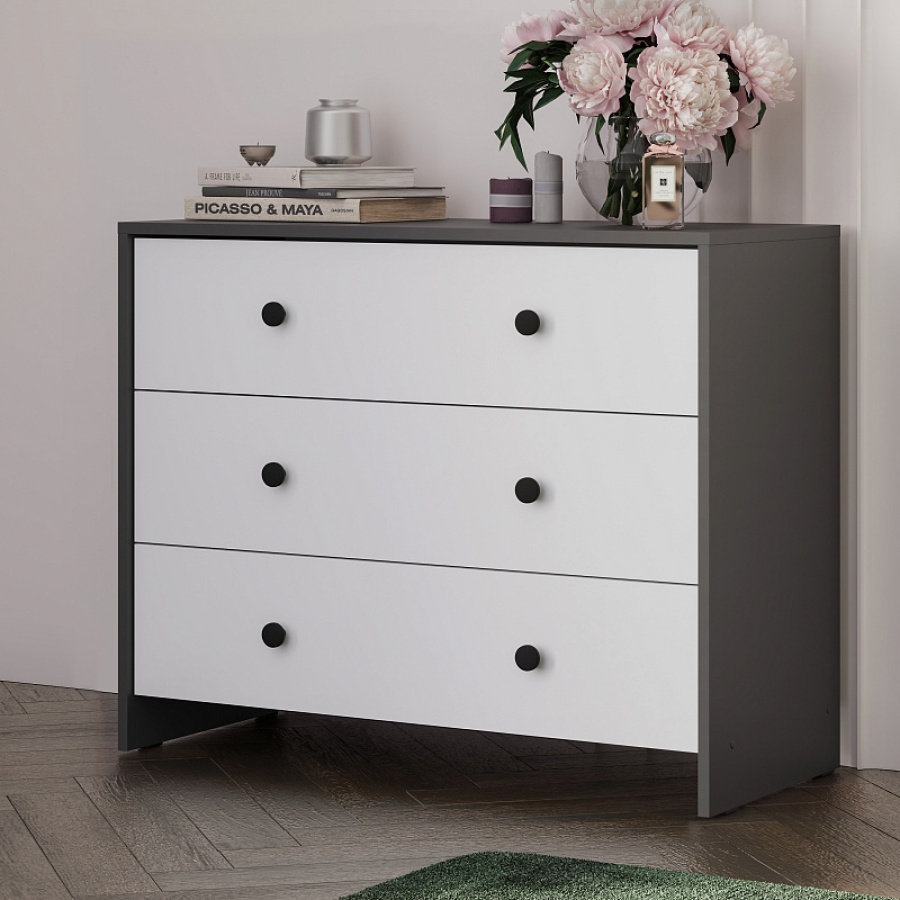 Модульная система Дольче Комод 3 ящика Графит/Белый