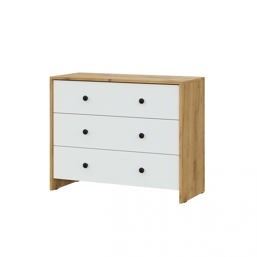 Модульная система Дольче Комод 3 ящика Дуб Золотой/Белый