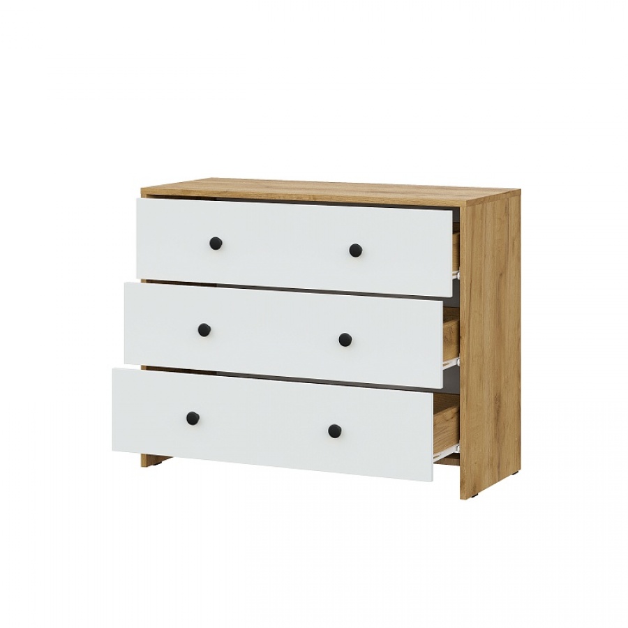 Модульная система Дольче Комод 3 ящика Дуб Золотой/Белый