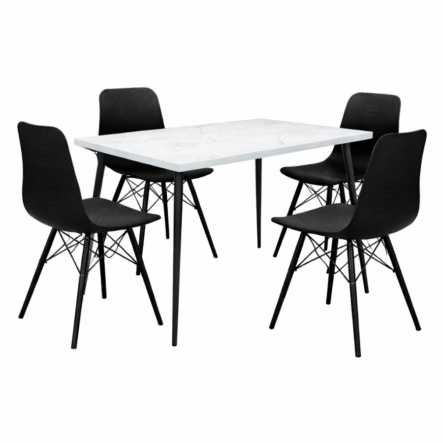 Комплект мебели Базилик Плюс цв.каркас: стол 1200*800 столешница F цв.Люкс + стул пласт. Кловер 4 шт